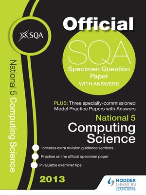 cover image of SQA Specimen Paper 2013 National 5 Computer Science and Model Papers